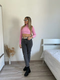 Jeans wide leg grigio