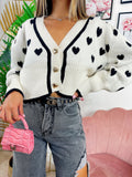 Cardigan a Cuori panna con bottoni