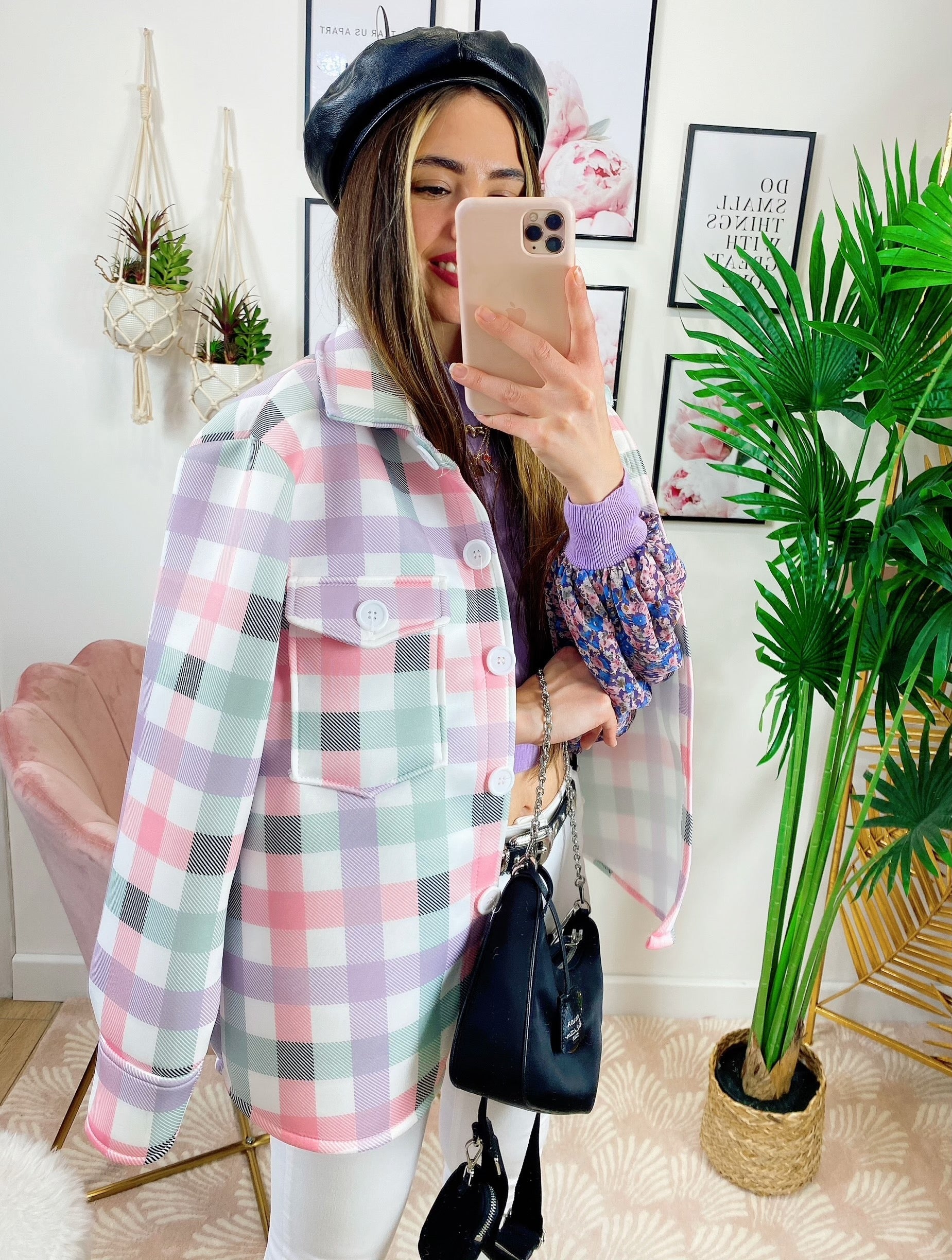 Giacca a quadri Rosa lilla
