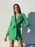 Abito a blazer verde con dettagli oro