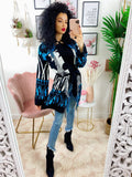 Cardigan frange e cinta sfumature azzurro