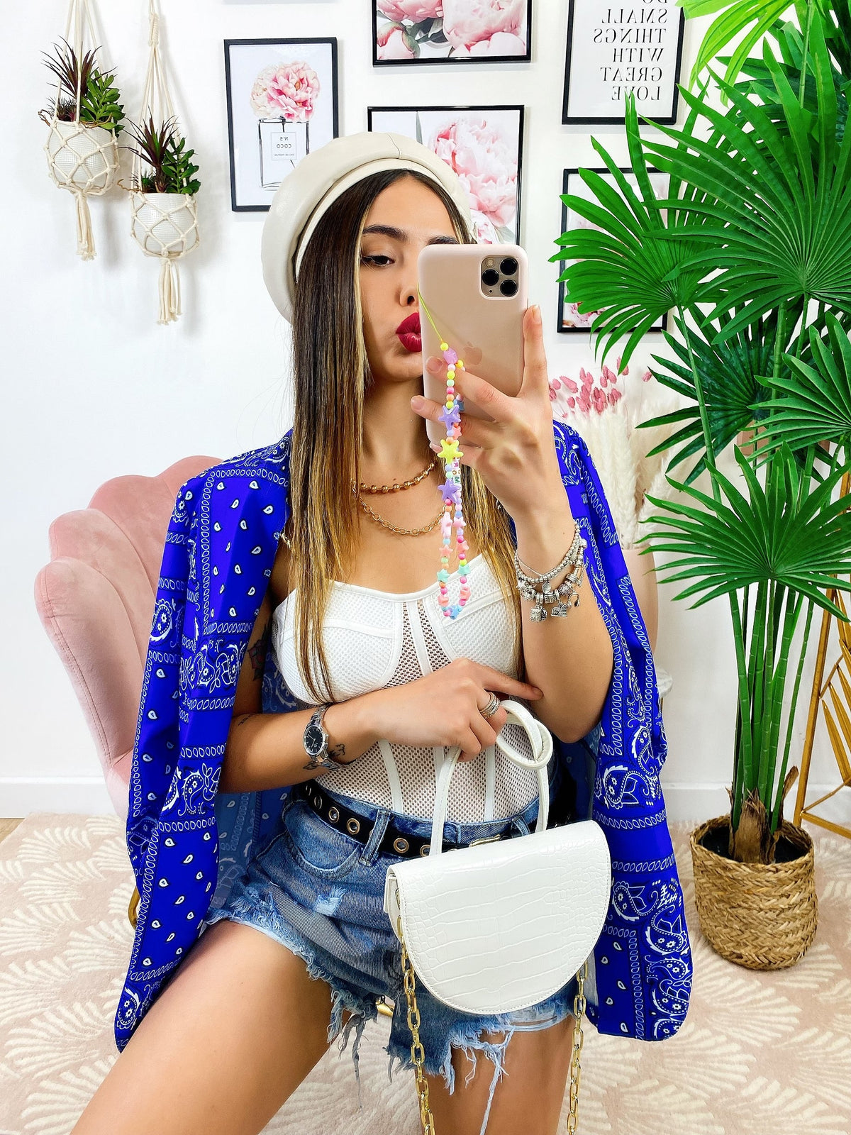 Giacca effetto bandana Blu