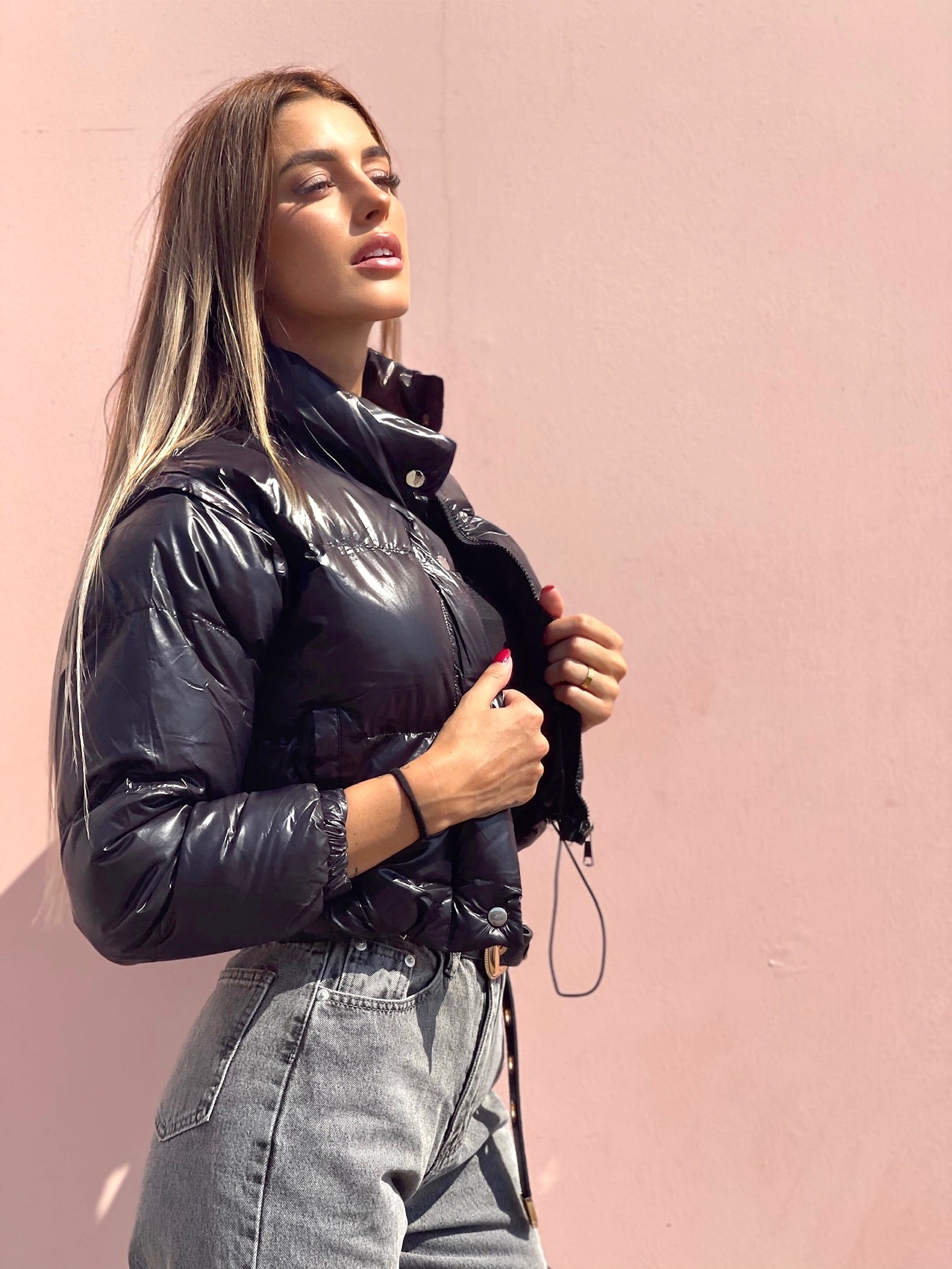 Piumino Crop nero