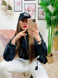 Bomber crop a rombi Nero