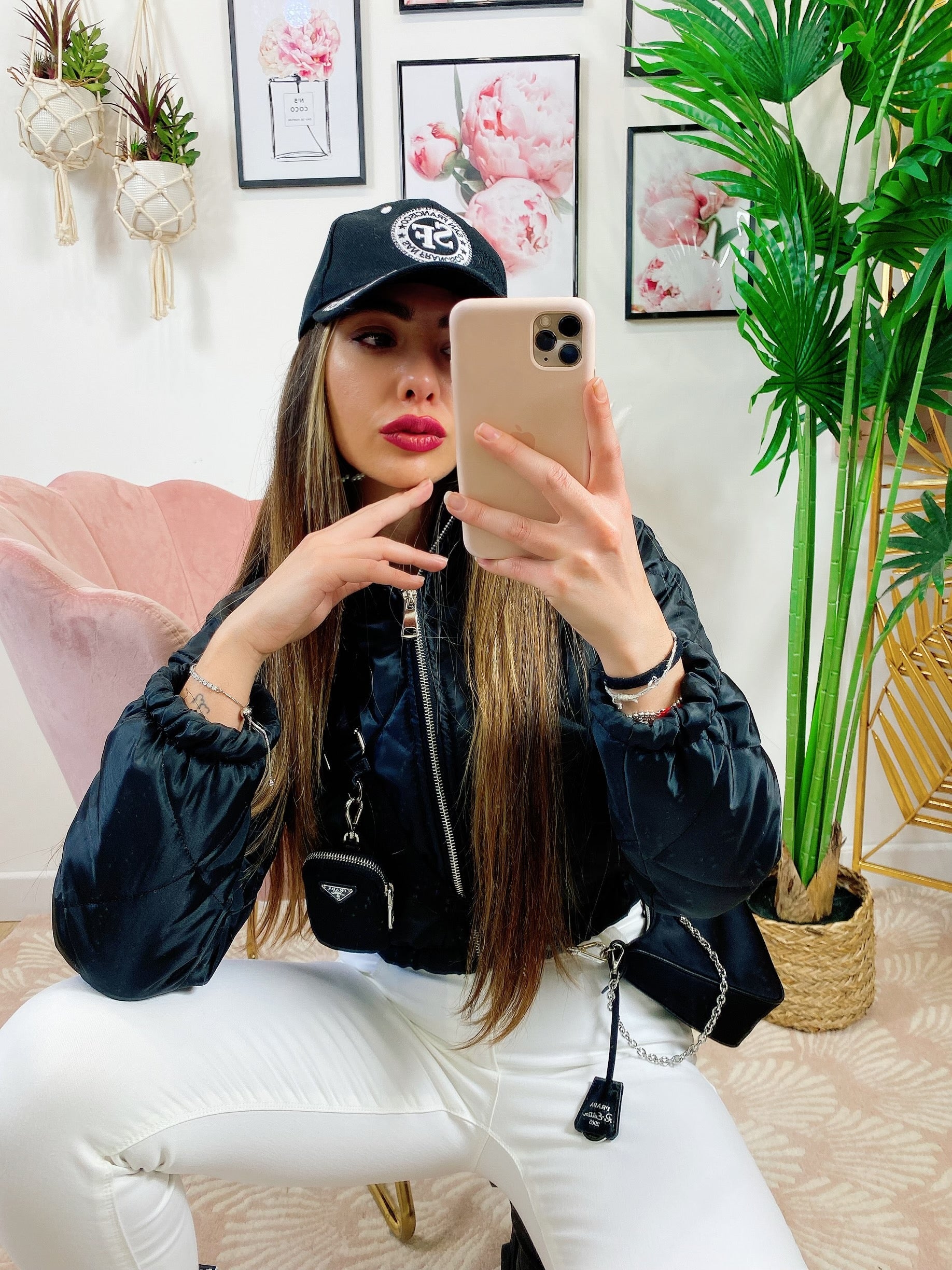 Bomber crop a rombi Nero