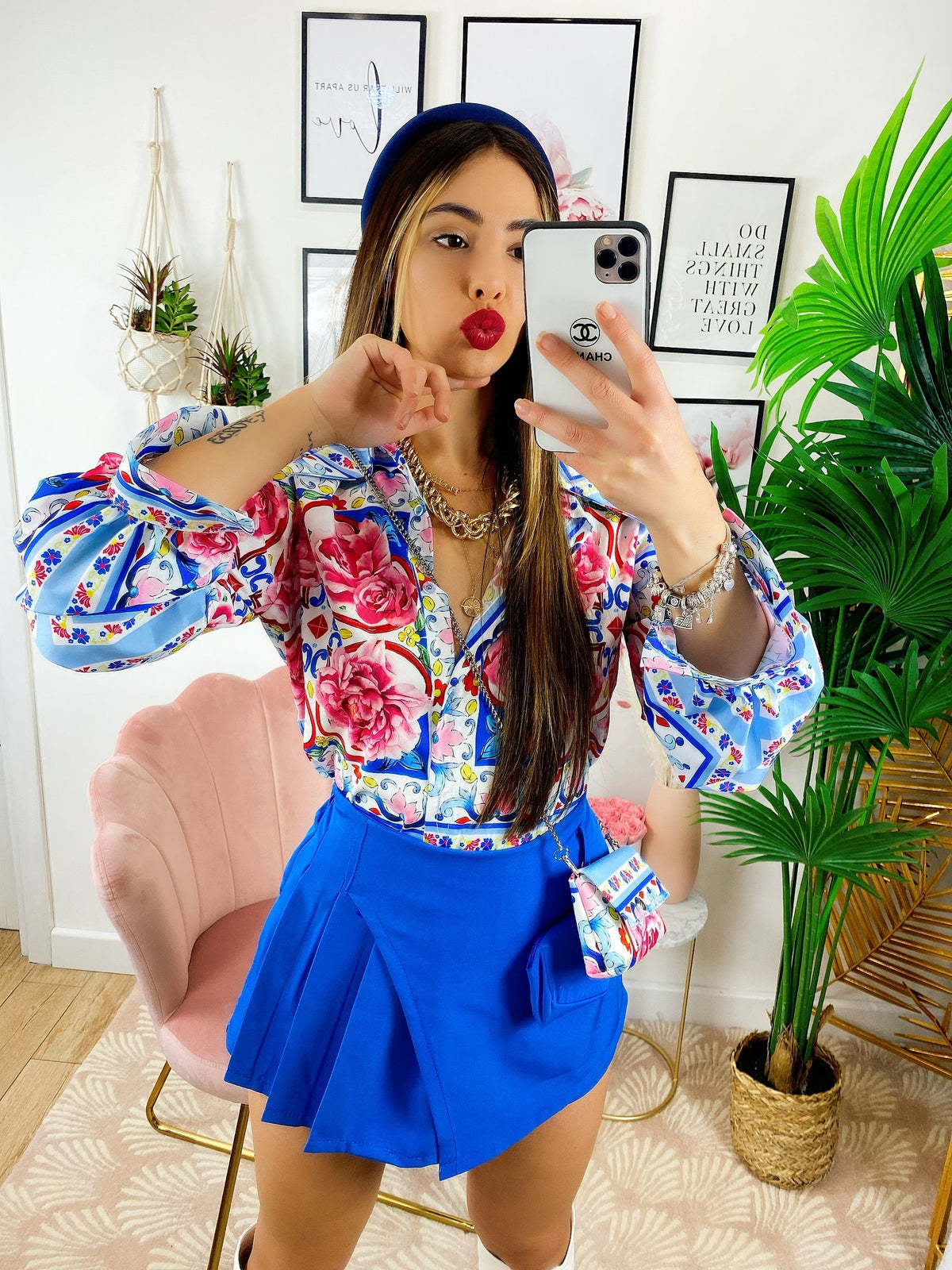 Short Blu con marsupio