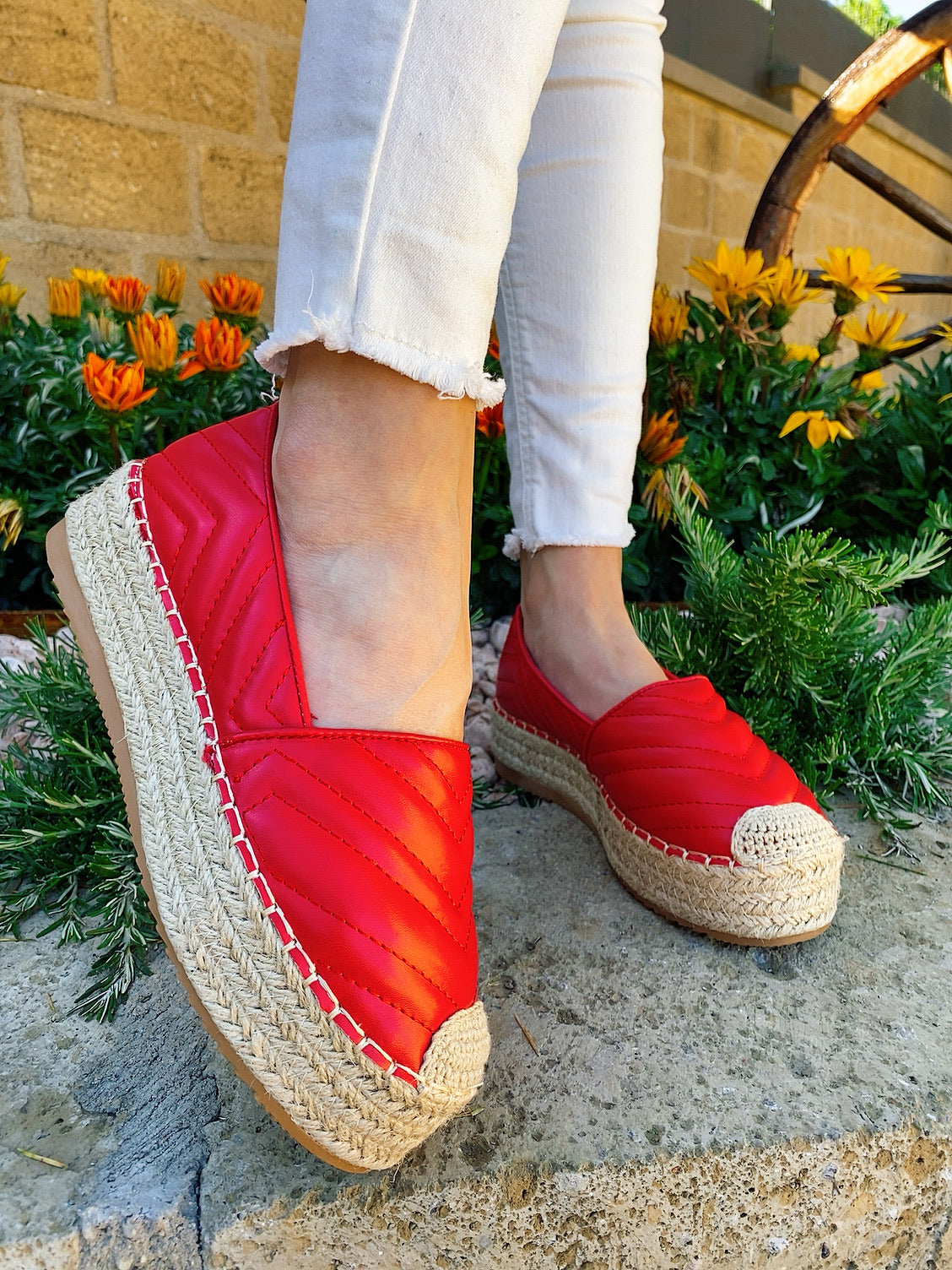 Espadrillas in eco-pelle rosse