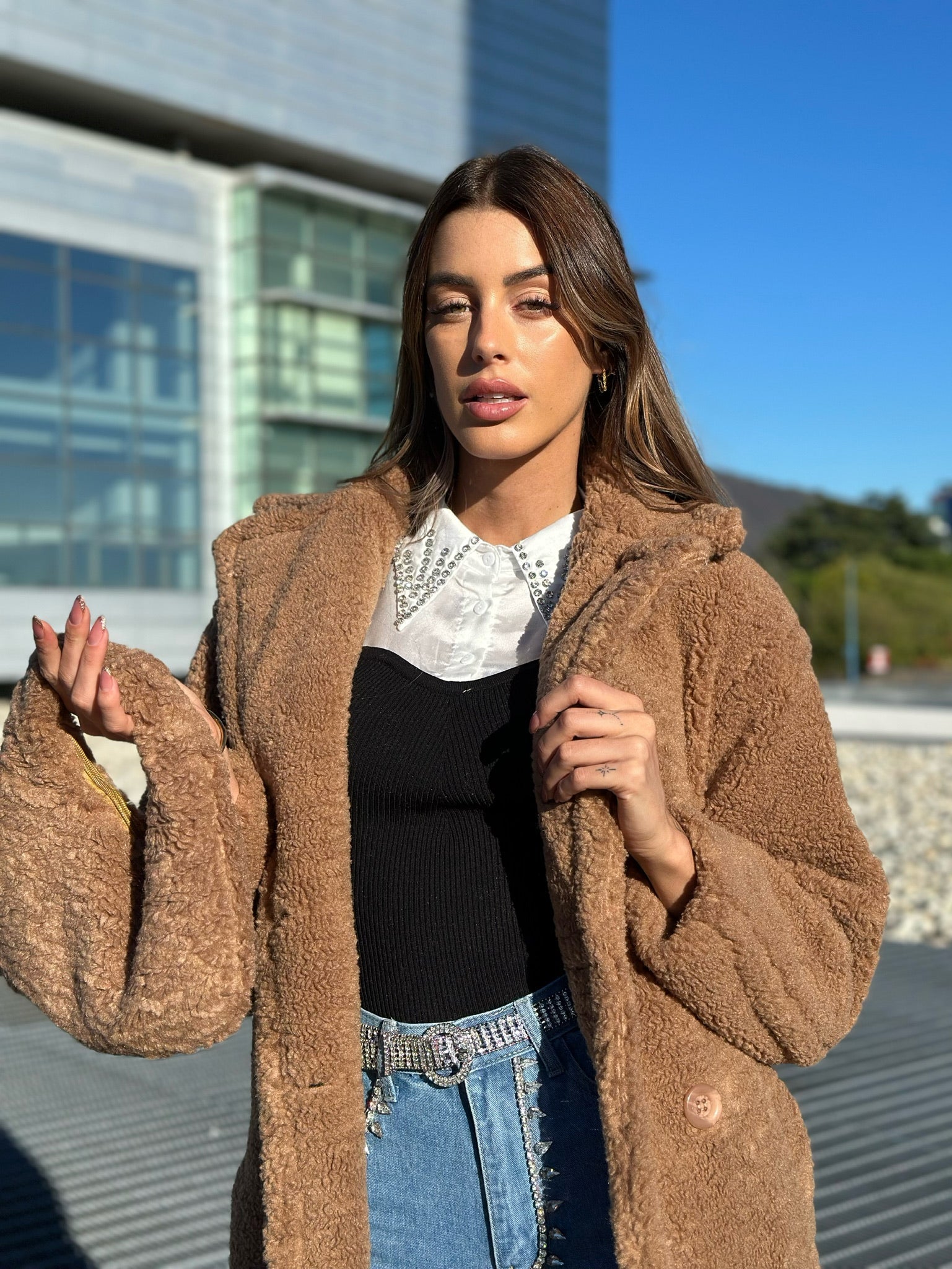 Cappotto Teddy Camel e pochette
