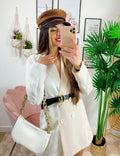 Abito Blazer con cintura beige bianco