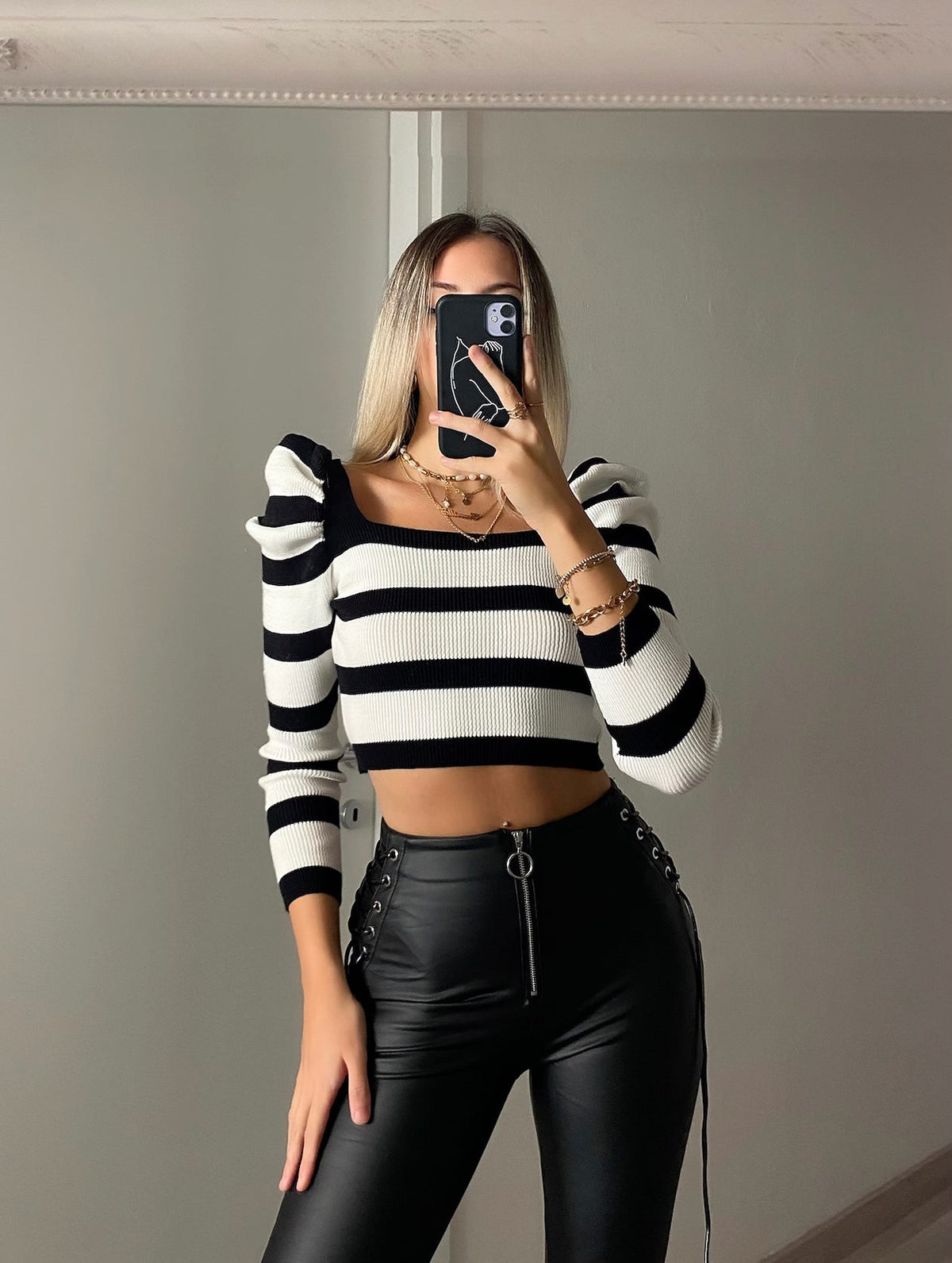 Maglioncino crop a righe