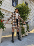Giacca a quadri lunga Camel Nera