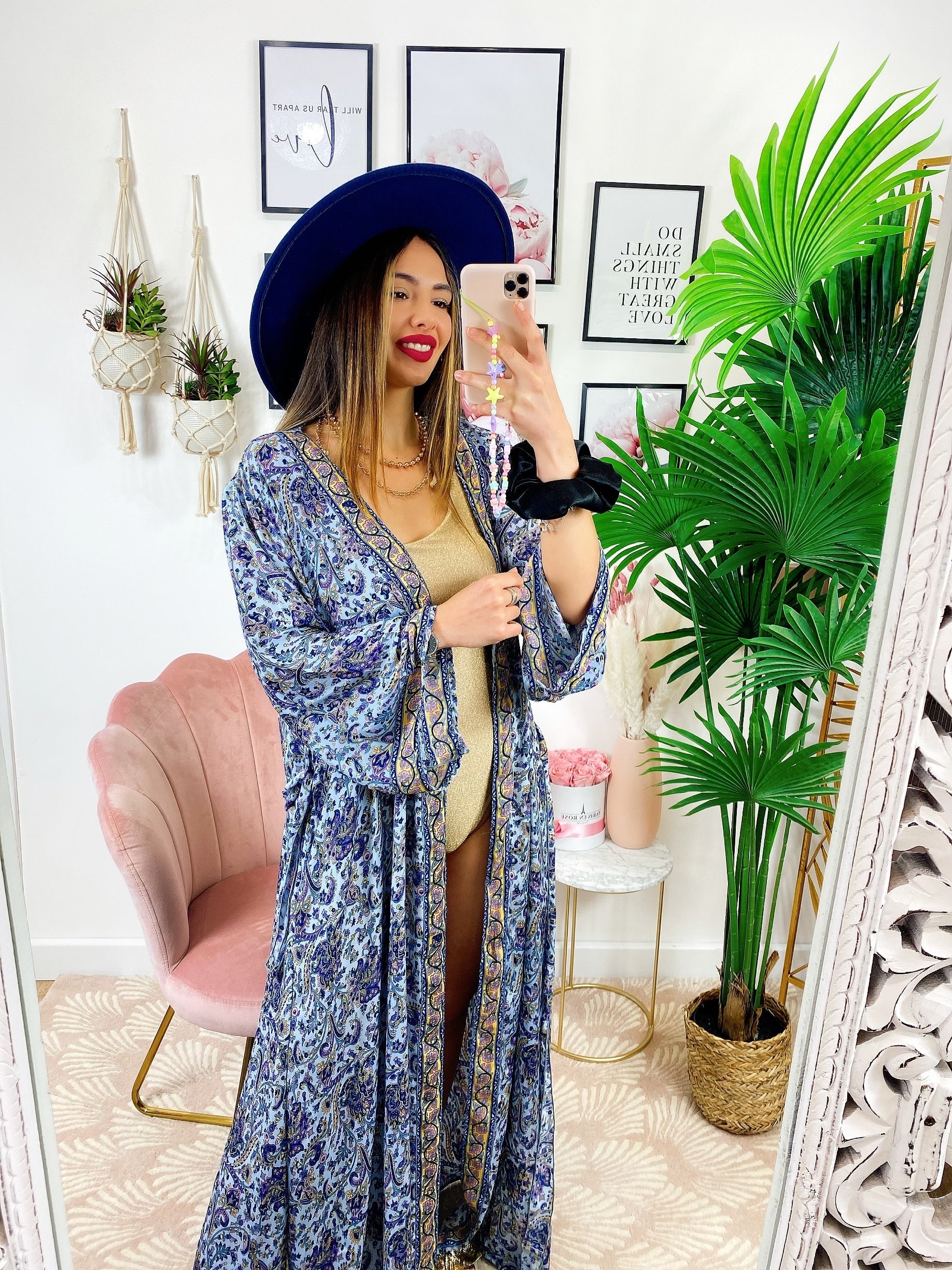 Kimono etnico base lilla