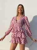 Abito a balze con cuori rosa