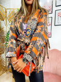 Cappotto con frange dettaglio grigio
