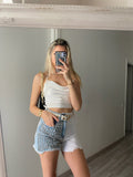 Top in raso bianco con catena argento