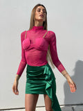 Camicia velata con corpino Fuxia
