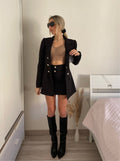 Completo giacca e gonna bottoni oro nero