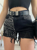 Jeans nero con borchie