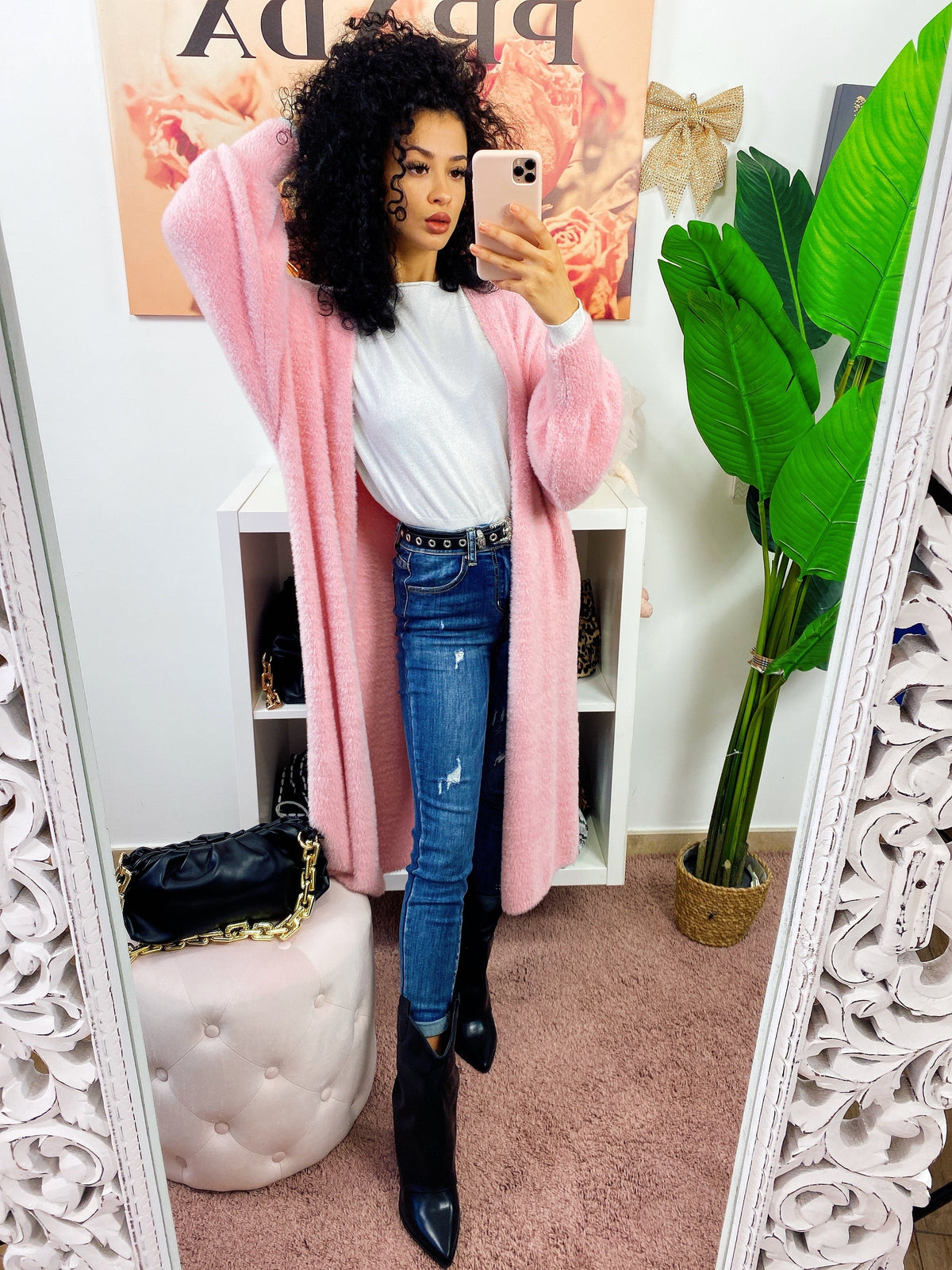 Cardigan lungo morbidissimo rosa