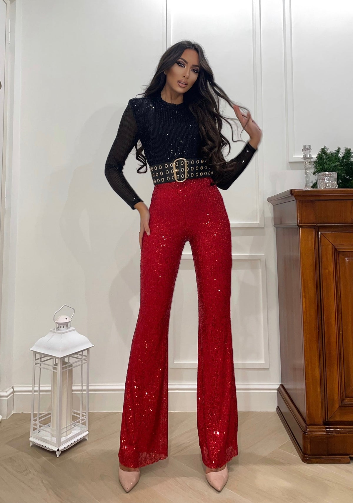 Completo Pantalone e body in paillettes