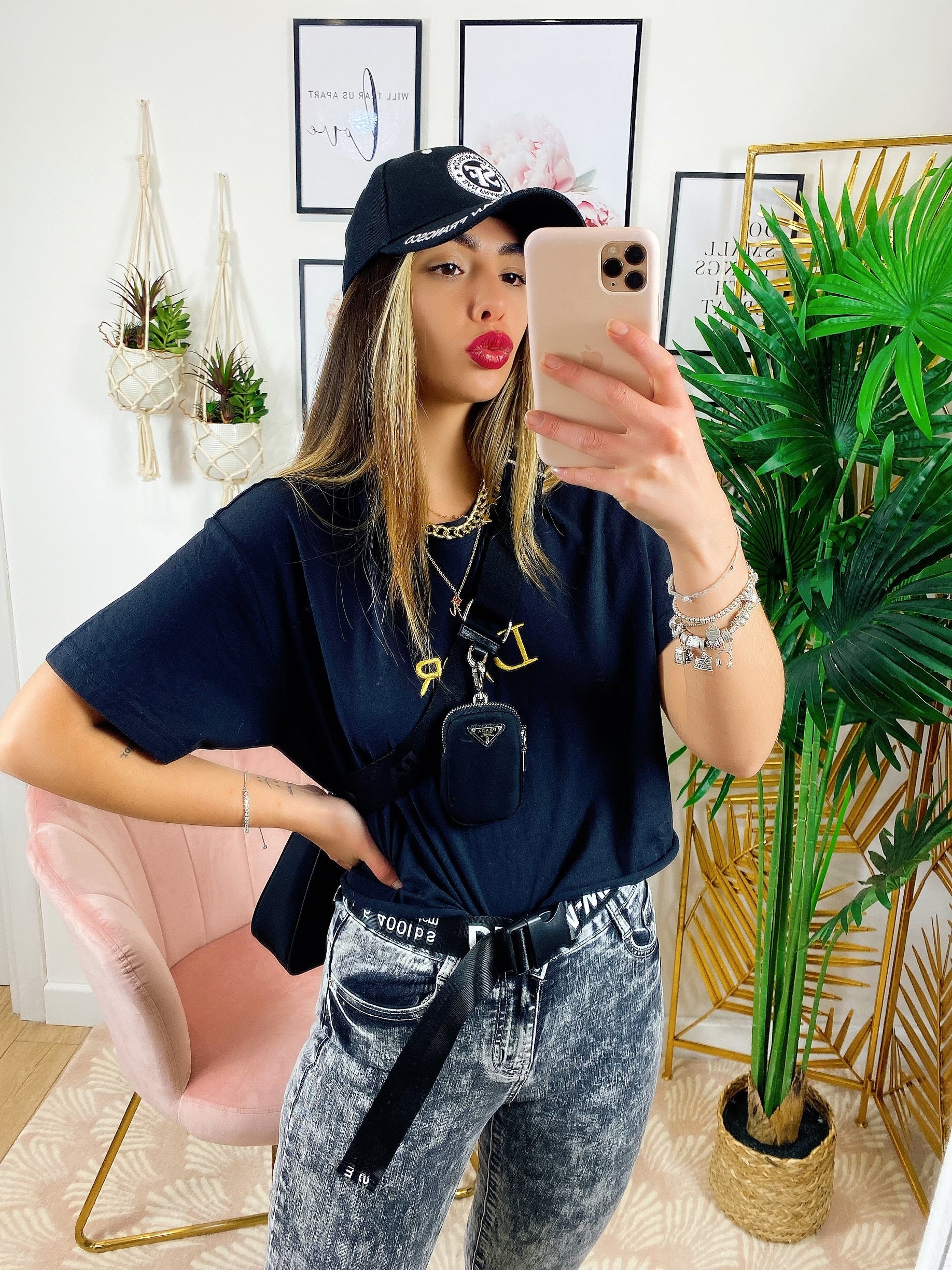 T-shirt con stampa D Nera