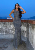 Abito a sirena glitter argento