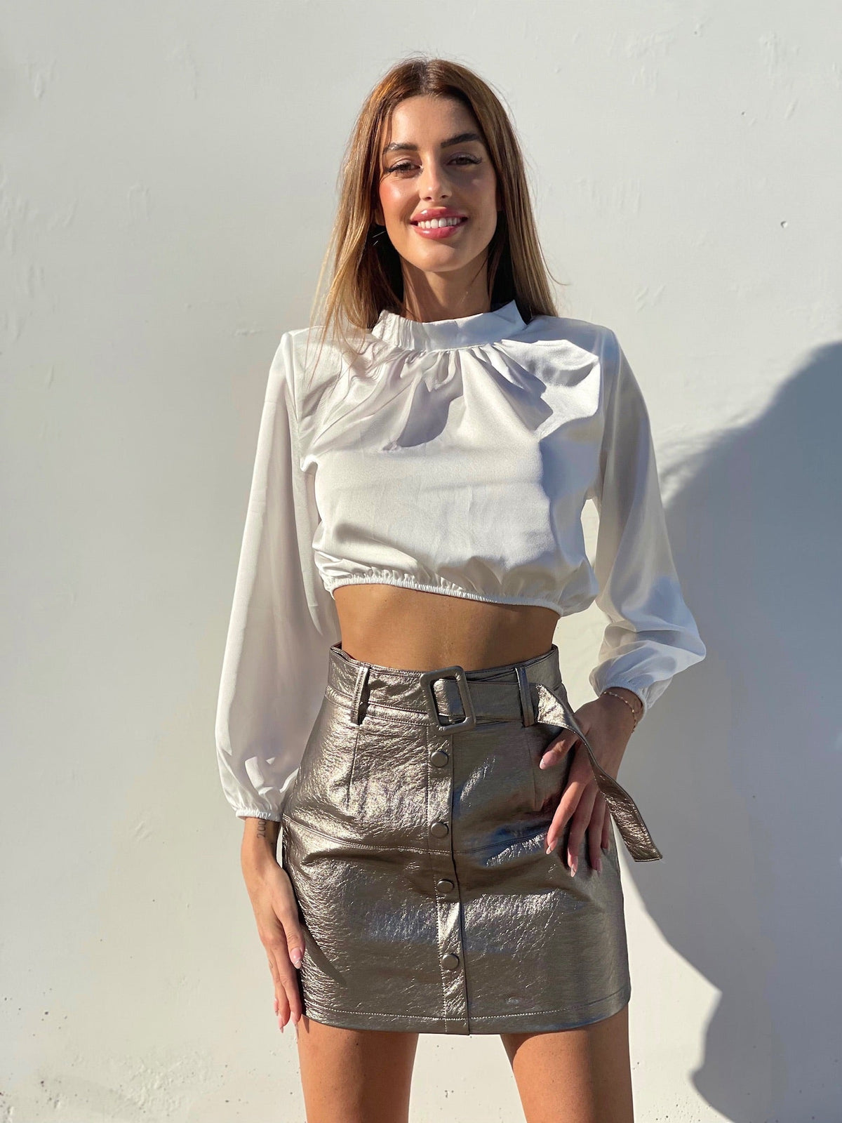 Top in raso bianco