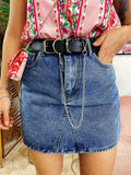 Gonna di Jeans con tasche nere e cintura