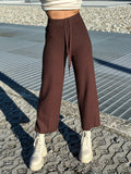 Pantalone di lana ampio marrone