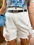 Short con spacchi anteriori sfrangiato bianco