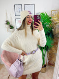 Maxi maglia a collo alto beige