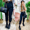 Pantalone con tasche laterali e cintura nero