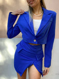 Completo giacca corta e gonna blu elettrico