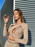 Abito a costine con incrocio Camel