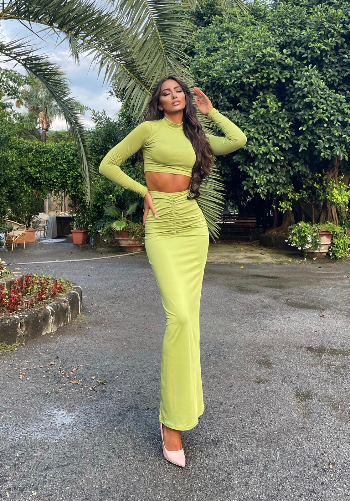 Completo verde mela top e gonna Jasmine