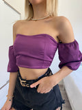 Top purple scollo a cuore