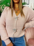 Maglione Rosa con fiocchi gioiello