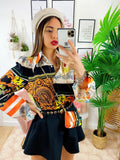 Camicia etnica dettaglio arancio senza borsetta