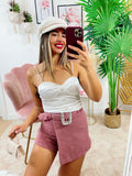 Short rosa glitterato