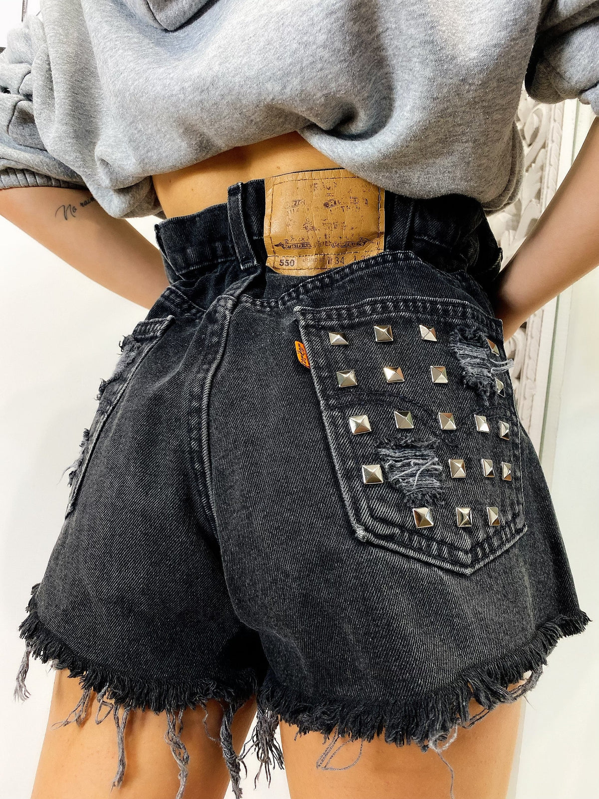 Short Levi’s Vintage con Borchie bagno grigio scuro