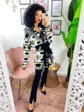 Cardigan Nero e Beige con frange e cinta