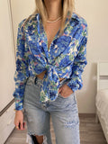 Camicia floreale azzurra