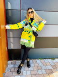 Cardigan frange e cinta giallo