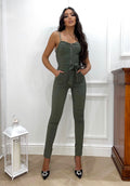 Tuta verde militare con zip