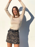 Gonna in tweed leopardata