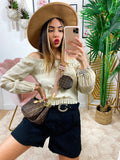 Blusa scollo a barchetta beige