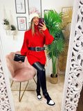 Maxi maglione top quality collo alto Rosso