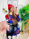 Cardigan con frange e cinta Rosso blu