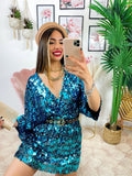 Abito con paillettes azzurro
