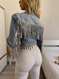 Giacchino di jeans con frange